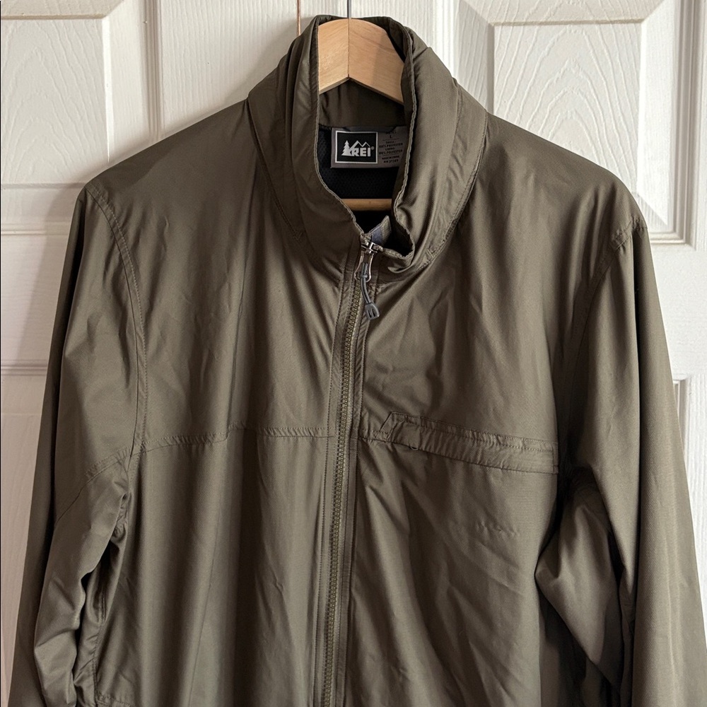 REI Olive Green Lightweight Full-Zip Jacket Hoodie